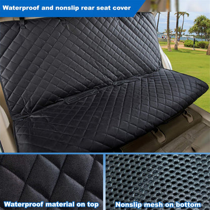 Bench Car Seat Cover - Waterproof, Heavy-Duty and Nonslip Pet Car Seat Protector for Dogs with Universal Size Fits for Trucks & Suvs(Black)